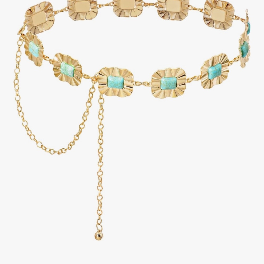 Gold and Turquoise Women's Belt